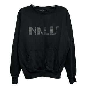 Nalu Mens Streetwear Organic Cotton Sweatshirt Kangaroo Pouch Black Medium